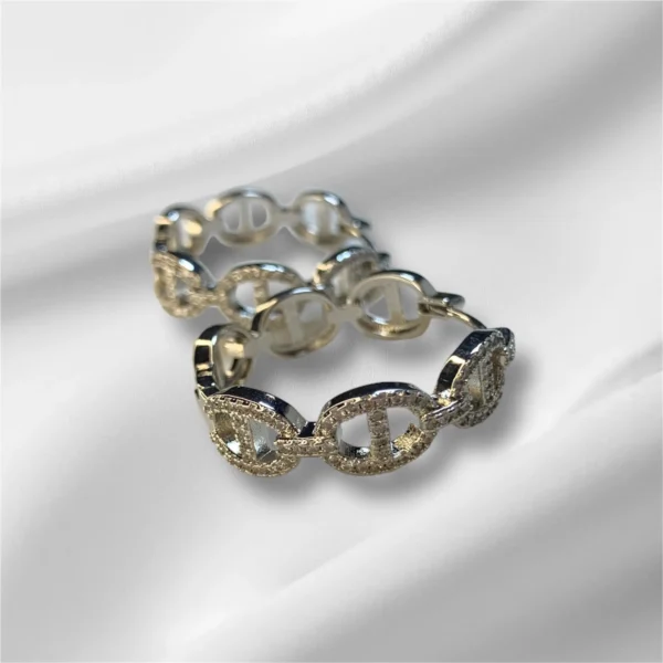 Zirconia link hoop earrings